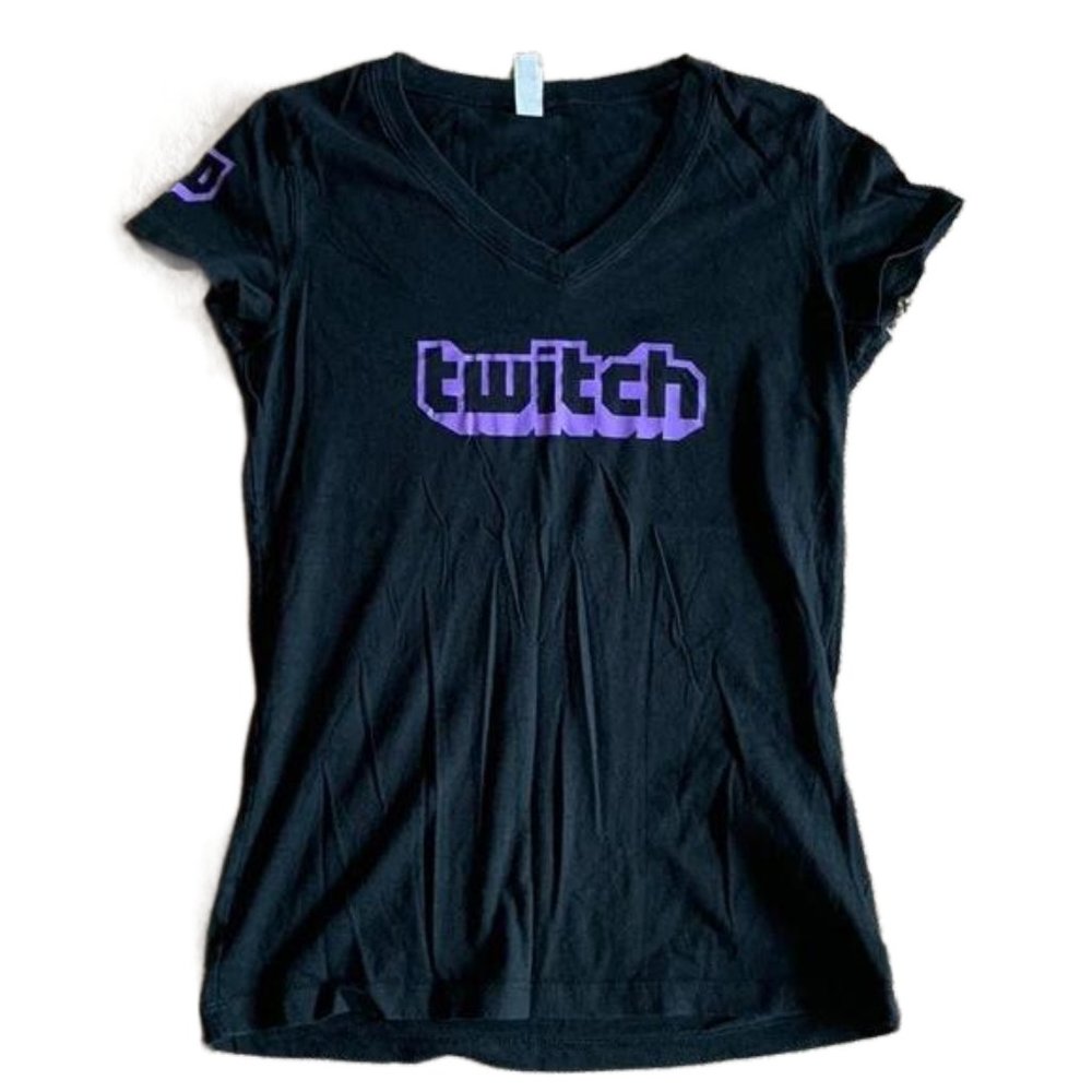 TWITCH Streaming Black Limited Edition V-neck Tee, size S